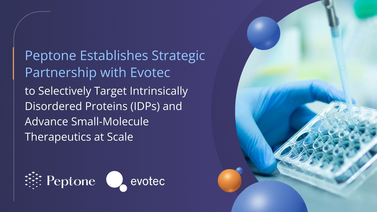 Peptone and Evotec partnership announcement graphic